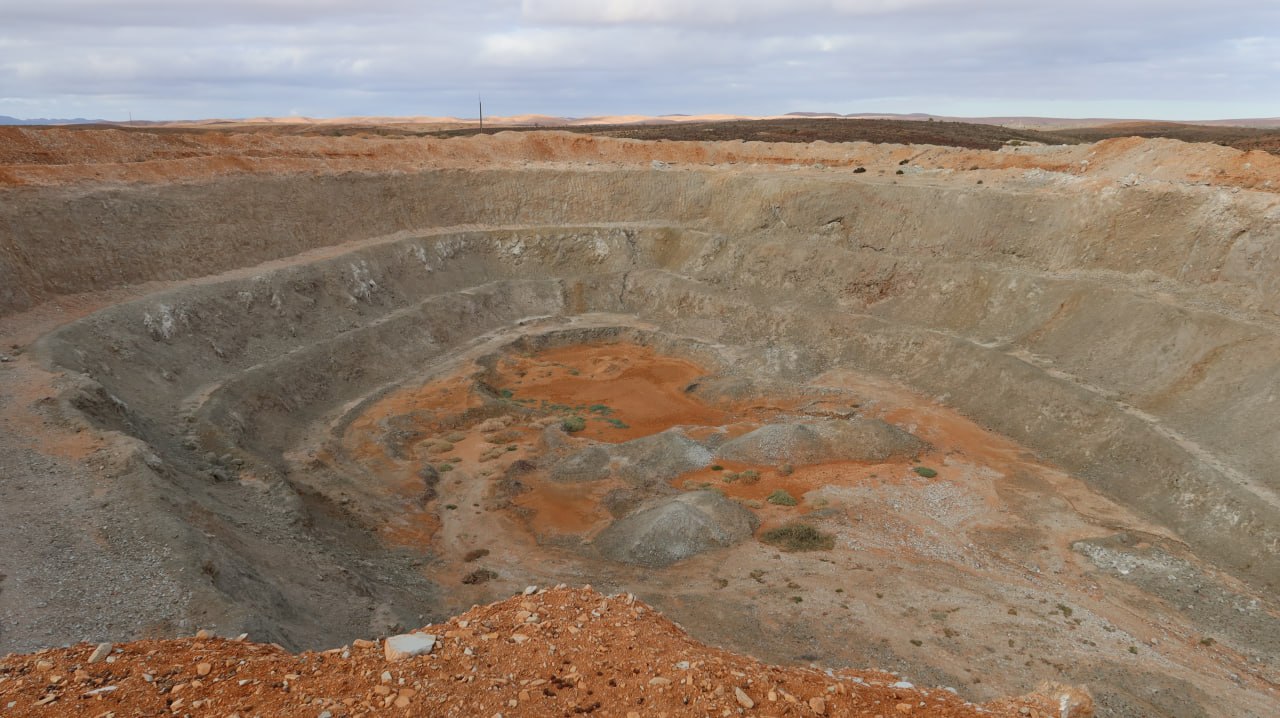 The existing open pit at the Leigh Creek Copper Mine
